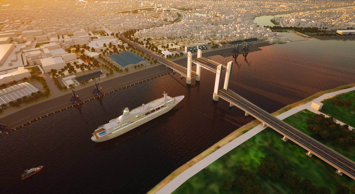 Thu Thiem 4 Bridge design can increase clearance from 15m to 45m. Photo: Portcoast