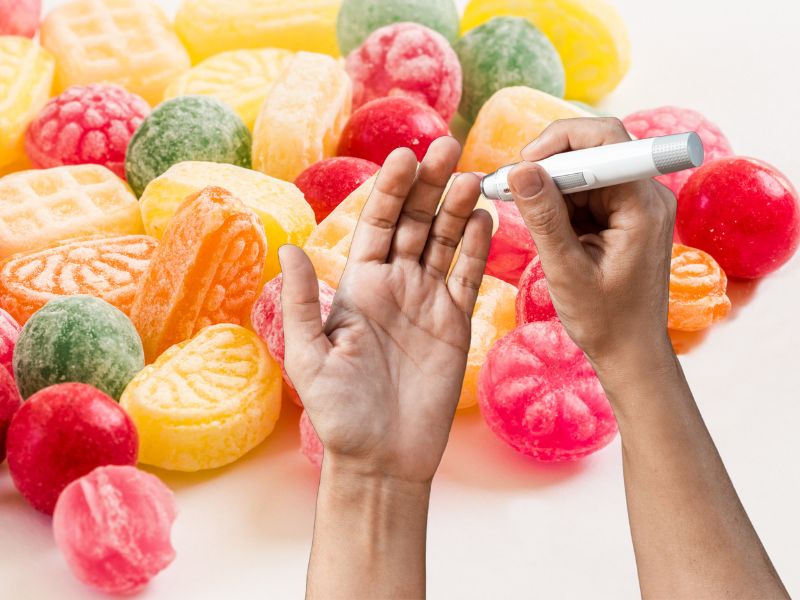 Mẹo ăn kẹo không đường để tránh đường huyết tăng vọt. Đồ họa: Hạ Mây
