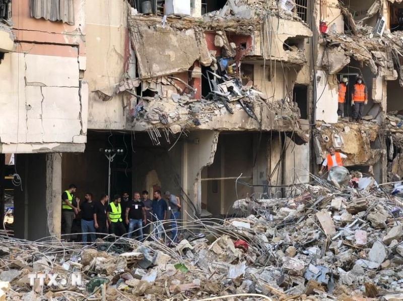 Hiện trường cuộc tấn công của Israel vào Beirut, Lebanon ngày 21.9.2024. Ảnh: TTXVN