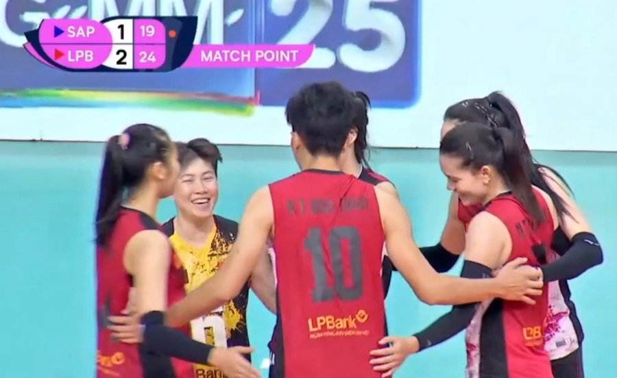 LPB Ninh Bình thắng trận thứ hai tại Giải vô địch bóng chuyền các câu lạc bộ châu Á 2024. Ảnh: Cắt từ video