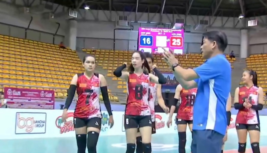 LPBank Ninh Binh thang 25-16 o set 2. Anh: Cat tu video