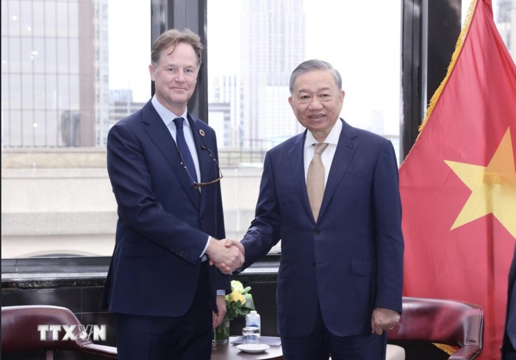  Tong Bi thu, Chu tich nuoc To Lam tiep Chu tich phu trach Doi ngoai Toan cau cua Meta, ong Nick Clegg. Anh: TTXVN