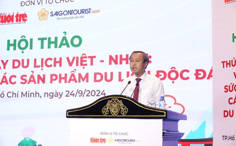 Mr. Huynh Thanh Nhan, Member of the City Party Committee, Vice Chairman of the Ho Chi Minh City People's Council, Chairman of the Ho Chi Minh City Vietnam - Japan Friendship Association shared at the workshop. Photo: Nguyen Dang