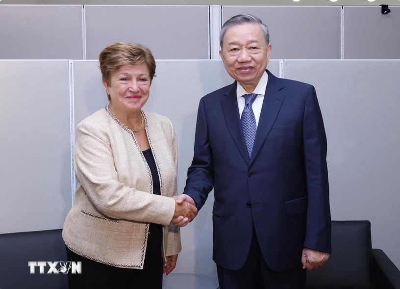  Tổng Bí thư, Chủ tịch nước Tô Lâm tiếp Tổng Giám đốc Quỹ Tiền tệ quốc tế (IMF) Kristalina Georgieva. Ảnh: TTXVN