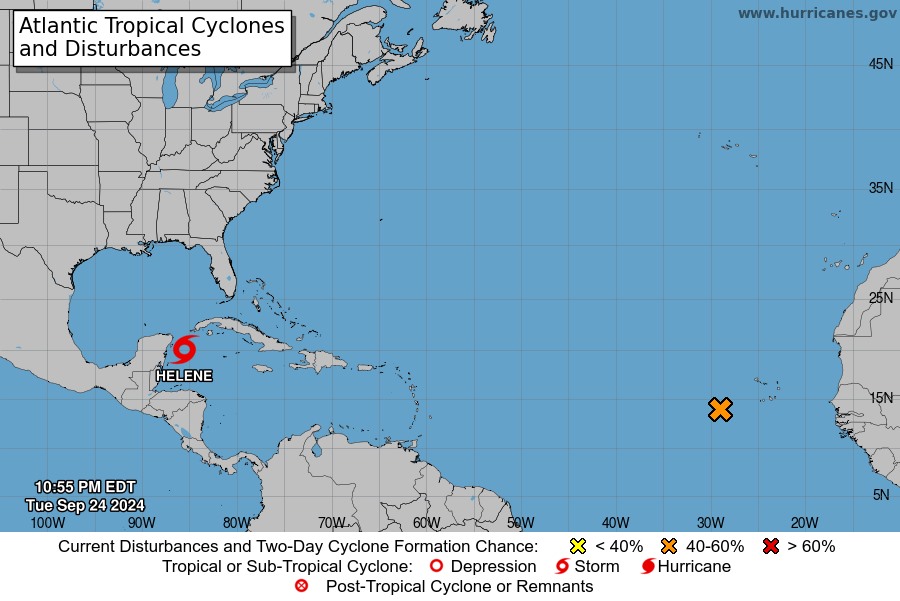 Vi tri hien tai cua con bao Helene. Anh: NHC