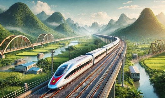Tuyến đường sắt cao tốc Bắc-Nam ảnh vẽ Al. Nguồn ảnh: chinhphu.vn
