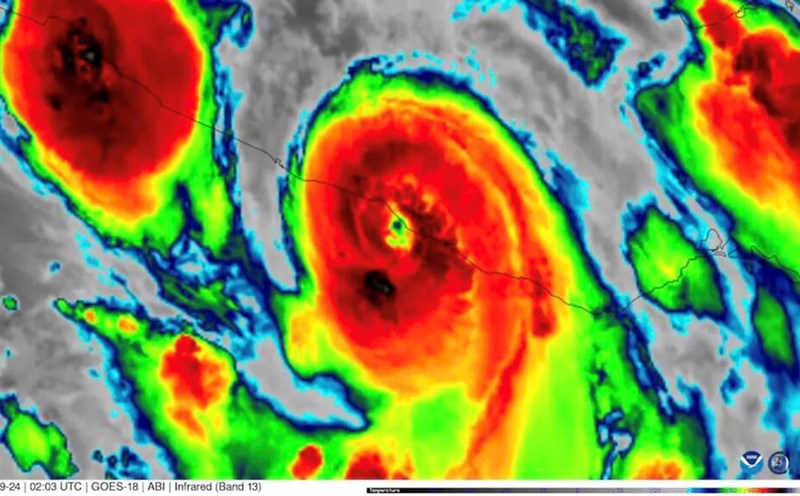 Hurricane John makes landfall in Mexico as a Category 3 storm. Photo: NOAA