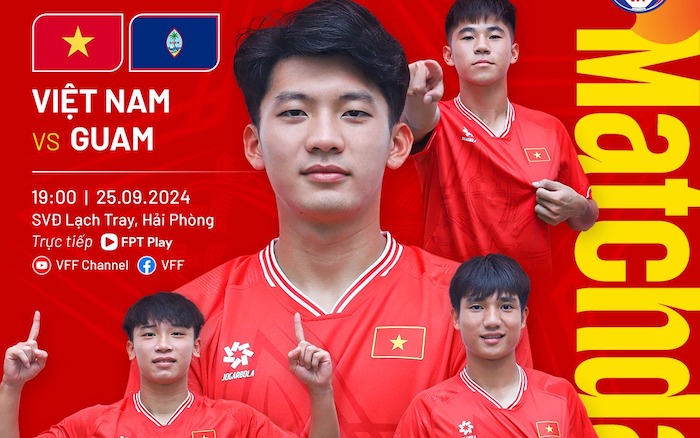 U20 Việt Nam gặp U20 Guam tại vòng loại U20 châu Á 2025. Ảnh: VFF