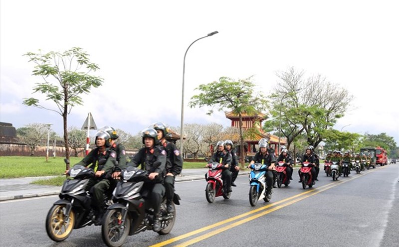 Thua Thien Hue police mobilized to patrol the streets in Hue city. Photo: Ministry of Public Security
