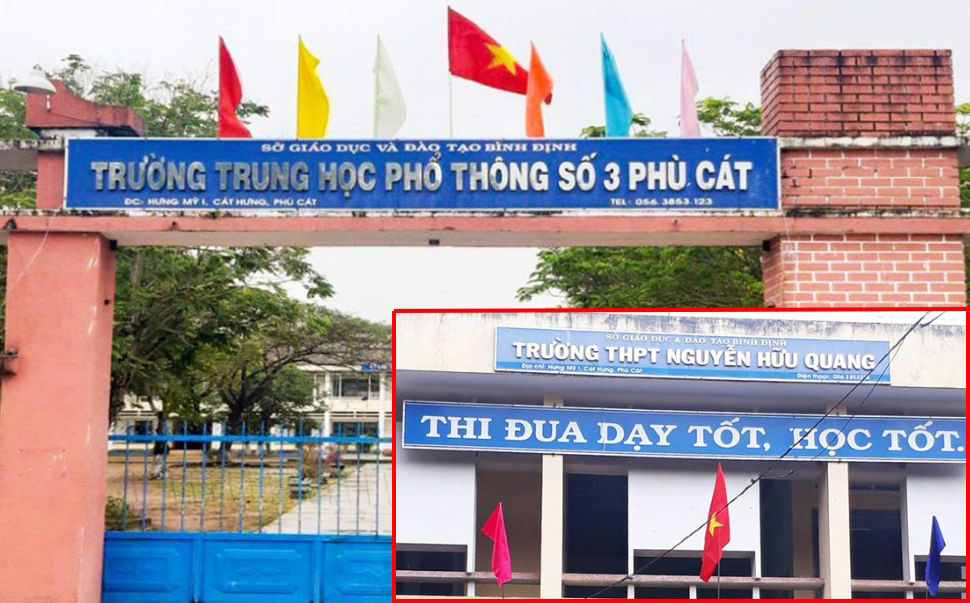 Ban đại diện cha mẹ học sinh Trường THPT số 3 Phù Cát và Trường THPT Nguyễn Hữu Quang vận động thu các khoản tiền không đúng quy định. Ảnh: Cổng thông tin Trường THPT số 3 Phù Cát và Trường THPT Nguyễn Hữu Quang