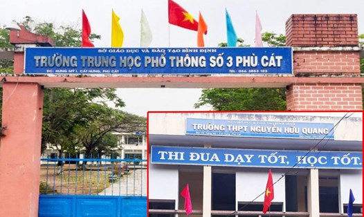 Ban đại diện cha mẹ học sinh Trường THPT số 3 Phù Cát và Trường THPT Nguyễn Hữu Quang vận động thu các khoản tiền không đúng quy định. Ảnh: Cổng thông tin Trường THPT số 3 Phù Cát và Trường THPT Nguyễn Hữu Quang
