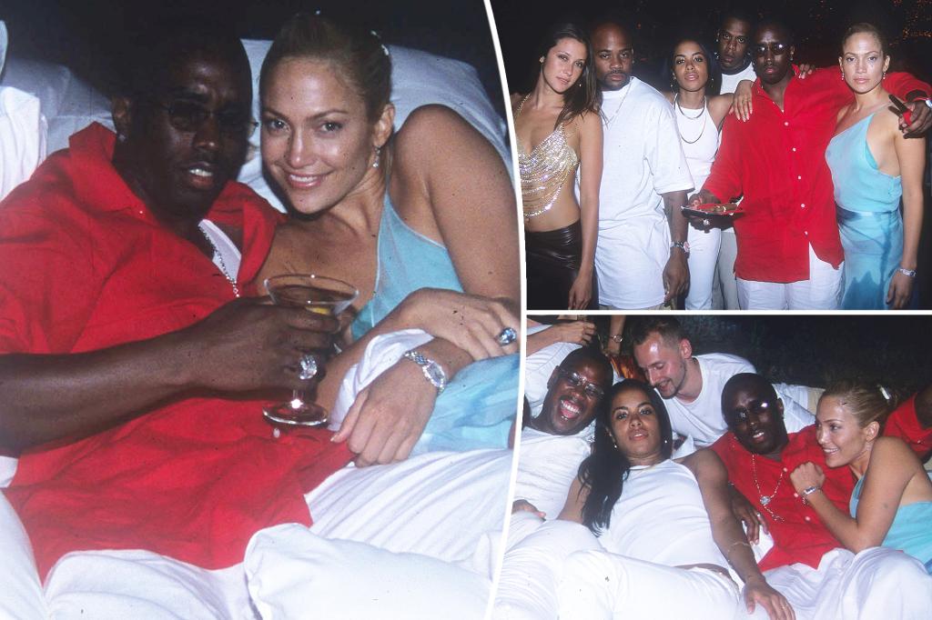 Image of Jennifer Lopez appearing with Diddy at the rapper's mansion. Photo: Page Six