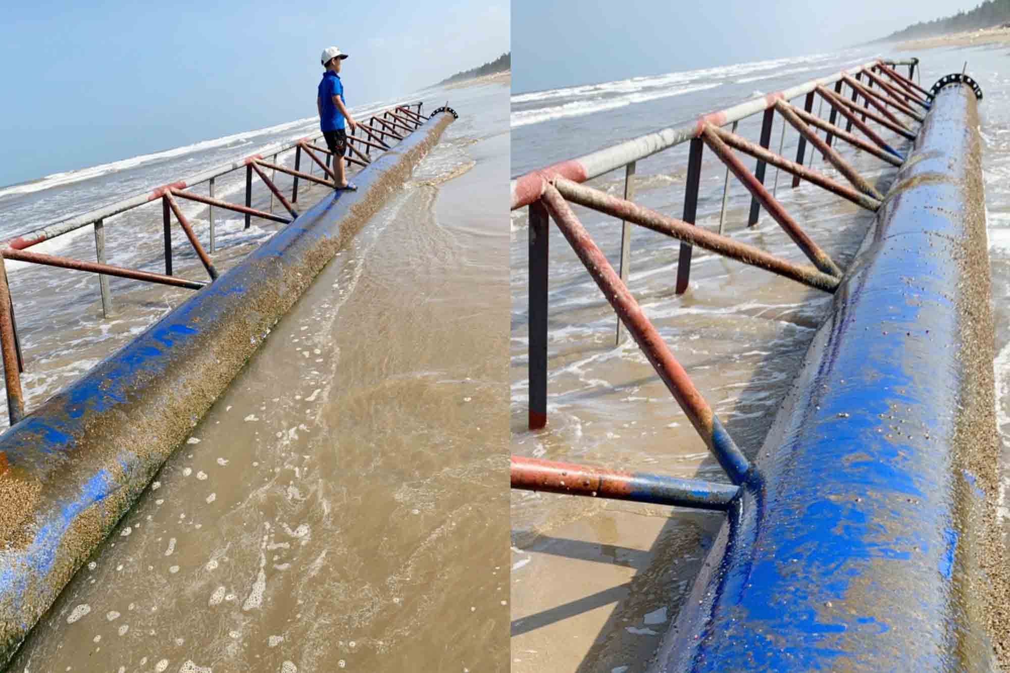 Strange object washed ashore in Ha Tinh 9 months ago and there is still no solution. Photo: Hai Tuan.