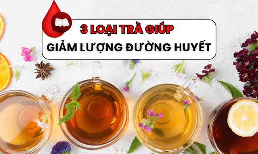 3 loại trà giúp làm giảm lượng đường huyết hiệu quả. Đồ họa: Trần Hương
