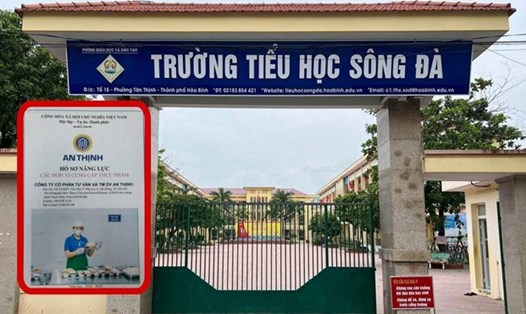 Trường tiểu học Sông Đà thuê đơn vị chưa có chứng nhận ATVSTP nấu ăn cho học sinh Ảnh: Minh Chuyên