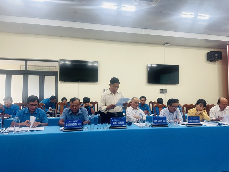 Union officials attending the conference contributed ideas to help complete the Resolution of the Gia Lai Provincial People's Council. Photo: Phan Tuan
