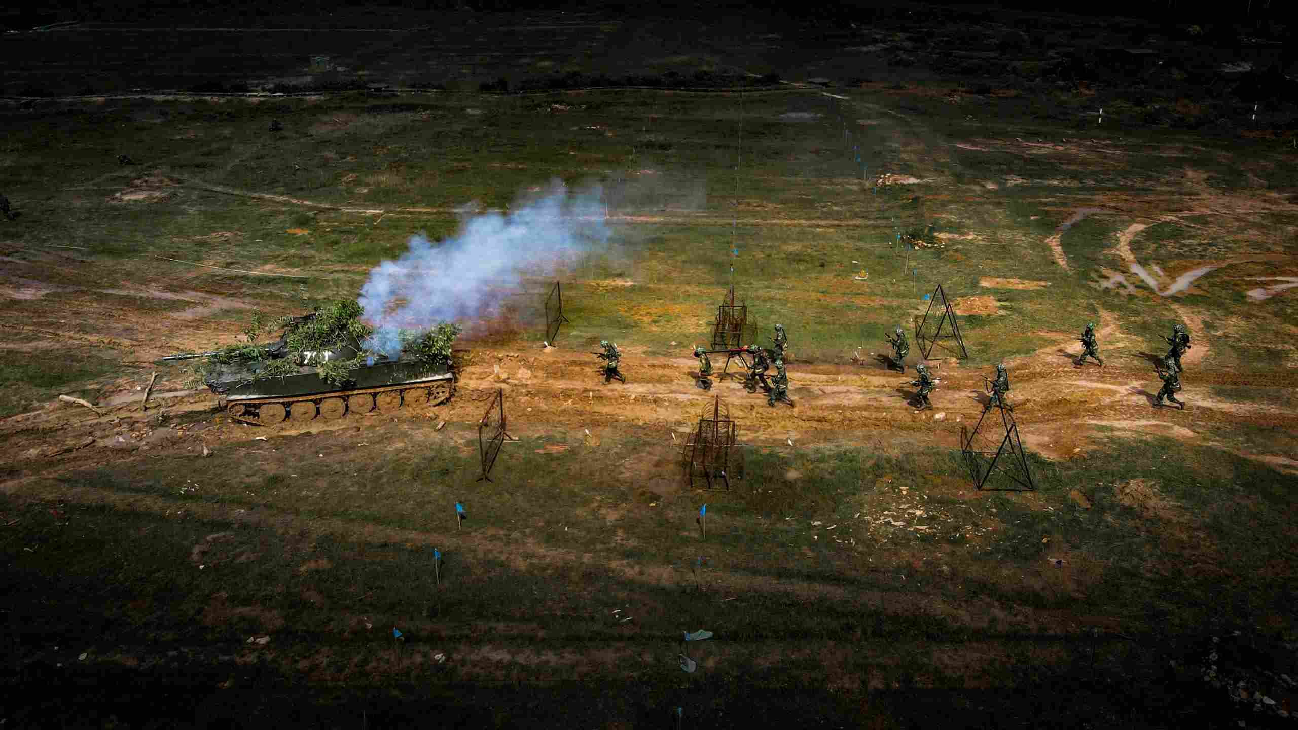 Phu Quoc City's large-scale military drill. Photo: Phuong Vu