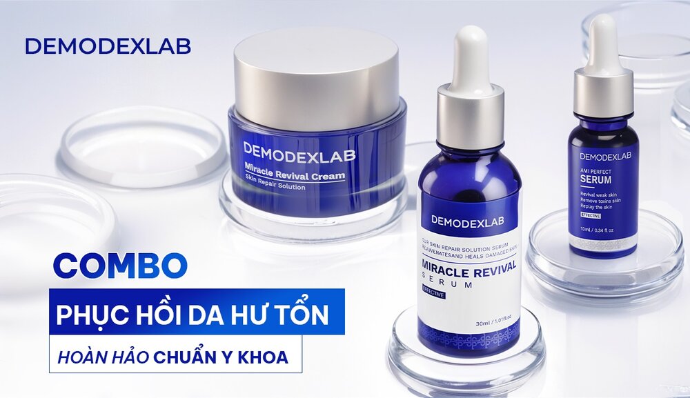 Combo phuc hoi da hu ton Demodexlab. Anh: Demodexlab