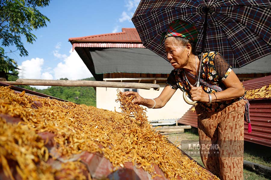 Mang kho duoc phoi lien tuc 3 - 4 ngay de cho ra thanh pham.