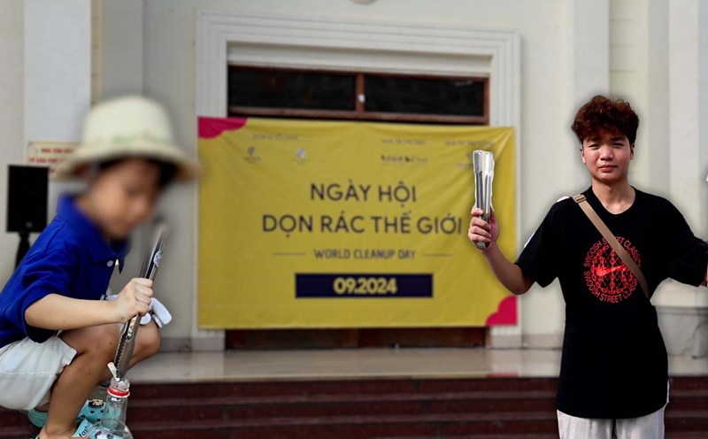 Young people in Hanoi brave the sun to clean up trash to protect the environment