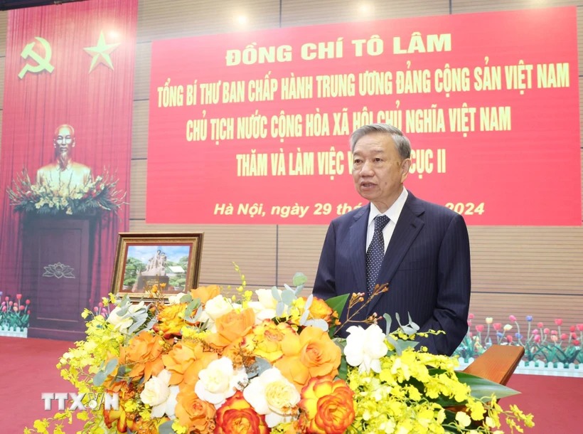 General Secretary and President To Lam emphasized the need to build an absolutely loyal and especially trustworthy national defense intelligence force. Photo: Tri Dung/VNA