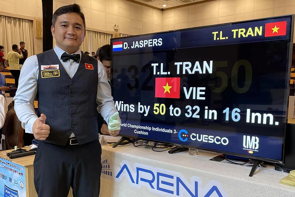 Trần Thanh Lực vào chung kết giải billiards carom 3 băng vô địch thế giới (World Championship) 2024. Ảnh: Minh Điền