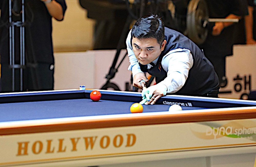 Co thu Tran Thanh Luc tai chung ket Billiards Carom 3 bang vo dich ca nhan the gioi lan 76. Anh: Duy Tuan 