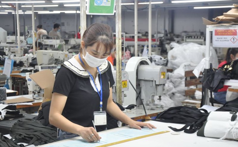Workers of Bac Giang BGG Garment Corporation Joint Stock Company, Phi Mo branch during working hours. Photo: Bao Han