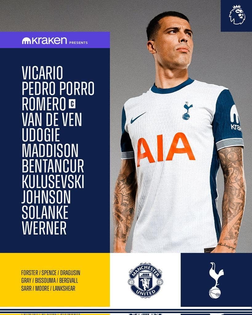 Doi hinh xuat phat cua Tottenham. Anh: Tottenham Hotspurs