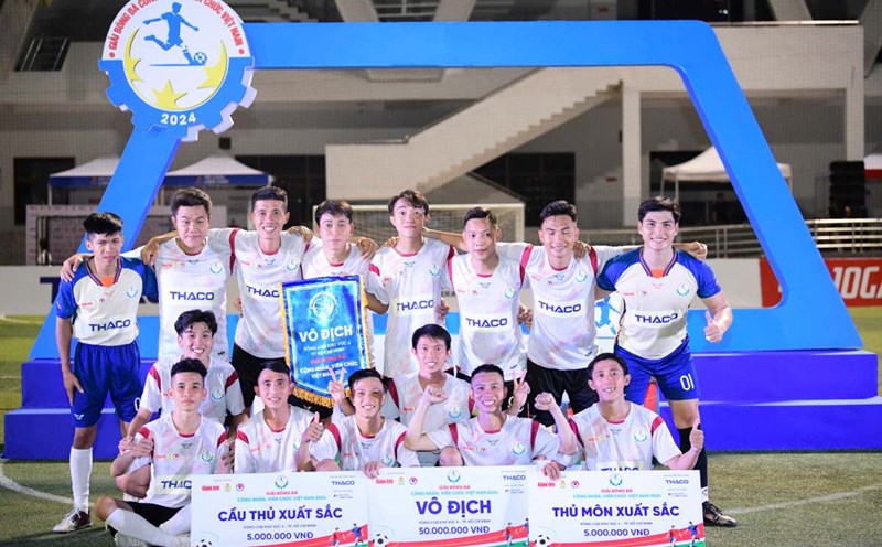 Dong Nai 1 Trade Union Team won the qualifying round of the Vietnam Workers and Civil Servants Football Tournament in Ho Chi Minh City. Photo: Quang Dinh
