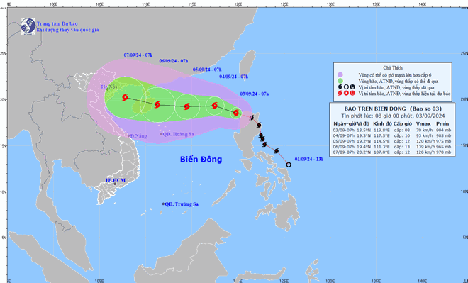 Bão Yagi đi vào Biển Đông rất nhanh, trở thành bão số 3