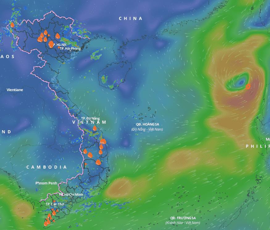 Cập nhật vị trí bão số 3 Yagi lúc 14 giờ ngày 3.9. Ảnh: Hệ thống giám sát thiên tai Việt Nam