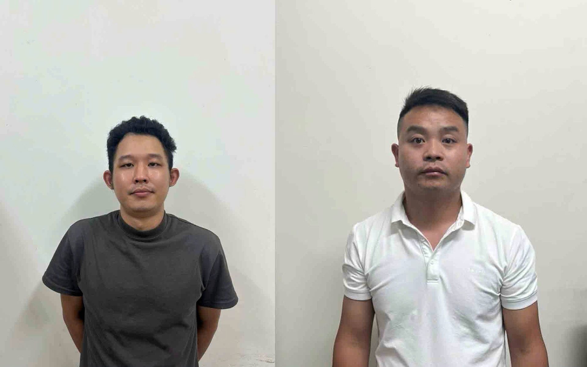 Two subjects Lim Jian Wing (left) and Wang RuiJie were arrested by Quang Nam Police. Photo: CACC