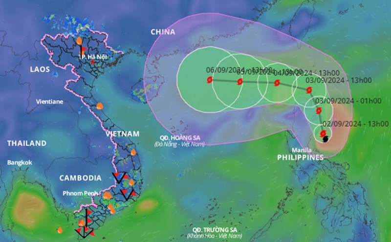 Storm No. 3 Yagi is likely to make landfall directly in the North next week. Photo: Vietnam Disaster Monitoring System