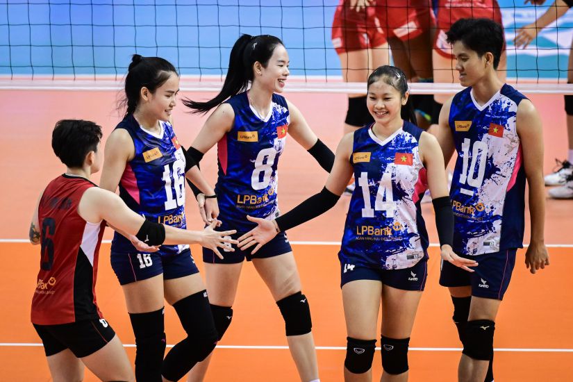 Đội LPB Ninh Bình tại Giải bóng chuyền các câu lạc bộ nữ châu Á 2024. Ảnh: AVC