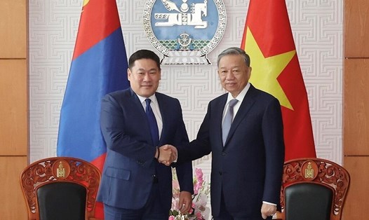 Tổng Bí thư, Chủ tịch nước Tô Lâm và Thủ tướng Mông Cổ Luvsannamsrain Oyun-Erdene. Ảnh: TTXVN