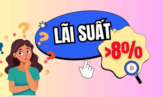 Lãi suất tiết kiệm kì hạn 13 tháng trong hệ thống ngân hàng dao động quanh ngưỡng 4,4 - 9,5%. Đồ họa: Thạch Lam