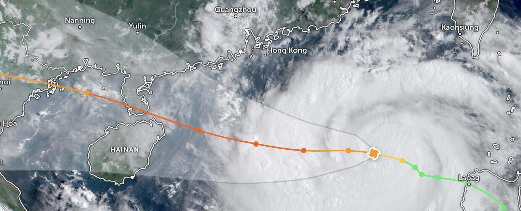 Vị trí của bão Yagi trên Biển Đông sáng 4.9. Ảnh: Zoom Earth