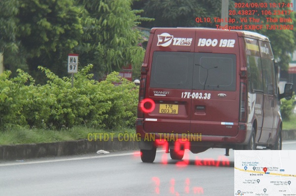 Hình ảnh xe bị phạt nguội được cảnh sát giao thông ghi lại. Ảnh: Công an Thái Bình