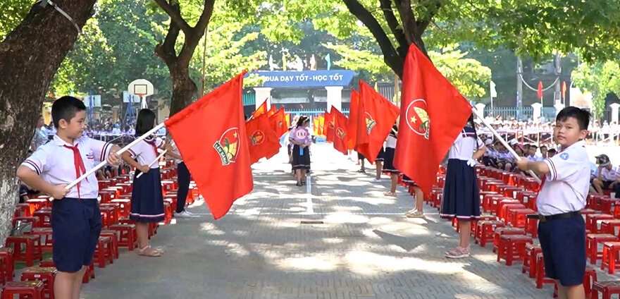 Mọi công tác chuẩn bị cho lễ khai giảng năm học mới ở Quảng Ngãi đã sẵn sàng. Ảnh: Viên Nguyễn