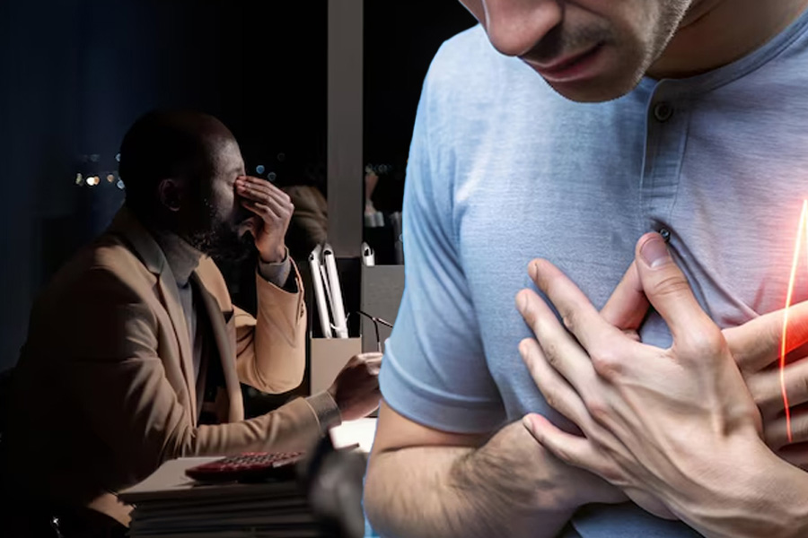 Làm việc vào ban đêm có thể gây các bệnh về tim mạch. Đồ hoạ: Thiện Nhân