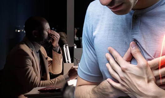 Làm việc vào ban đêm có thể gây các bệnh về tim mạch. Đồ hoạ: Thiện Nhân