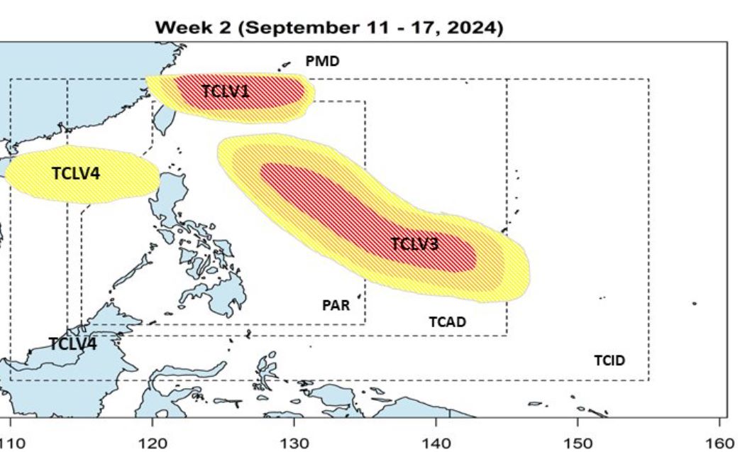 Dự báo áp thấp/bão tuần từ . Ảnh: PAGASA