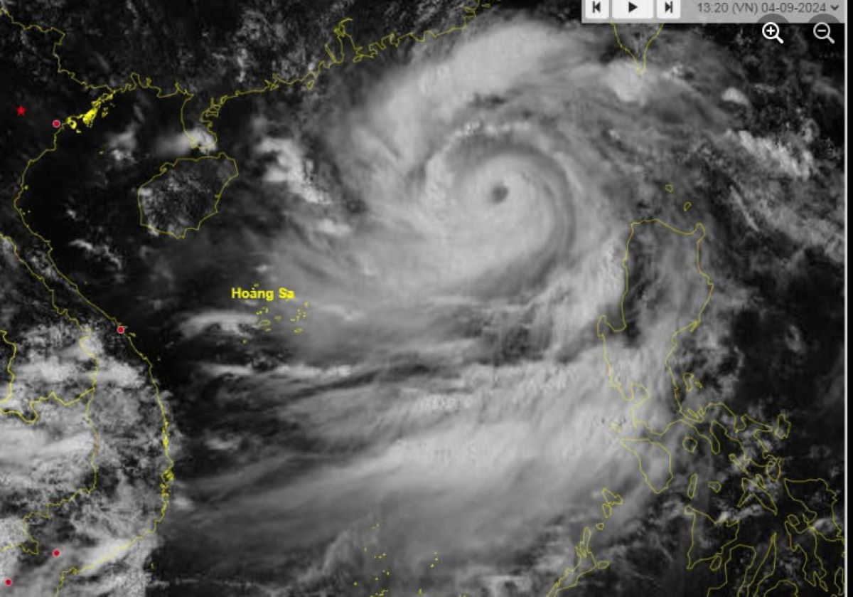 Mắt bão số 3 hồi 14h chiều 4.9. Nguồn: Đài TVTH