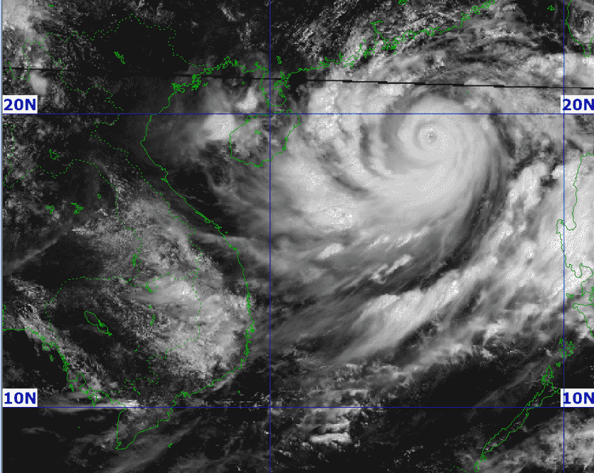 Ảnh mây vệ tinh bão số 3 hồi 10 giờ ngày 5.9. Ảnh: Trung tâm Dự báo Khí tượng Thủy văn Quốc gia