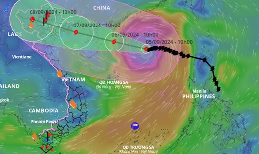 Cập nhật vị trí và đường đi của bão số 3 Yagi lúc 12 giờ ngày 5.9. Ảnh: Hệ thống giám sát thiên tai Việt Nam