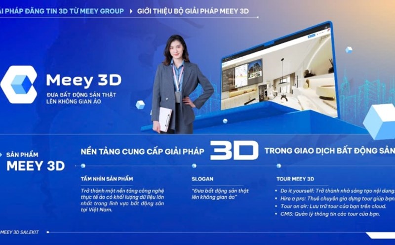 Meey 3D với hàng loạt tính năng ưu việt, ứng dụng công nghệ AR, VR, 3D vào lĩnh vực bất động sản. Ảnh: Meey Land