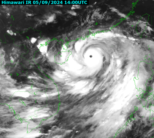 Updated satellite cloud image of storm No. 3 at 9:00 p.m. on September 5. Photo: National Center for Hydro-Meteorological Forecasting