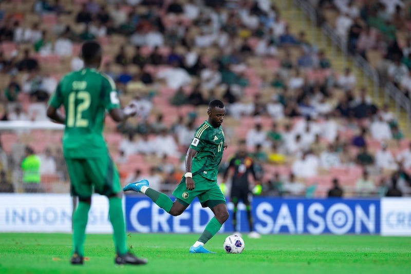 Saudi Arabia team scored an equalizer in the first half's injury time. Photo: Saudi Arabia Football Federation