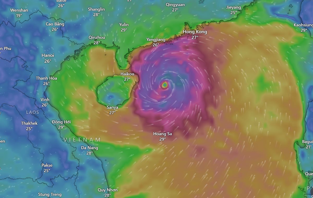 Location of storm No. 3 Yagi on the morning of September 6, 2024. Photo: Windy.com